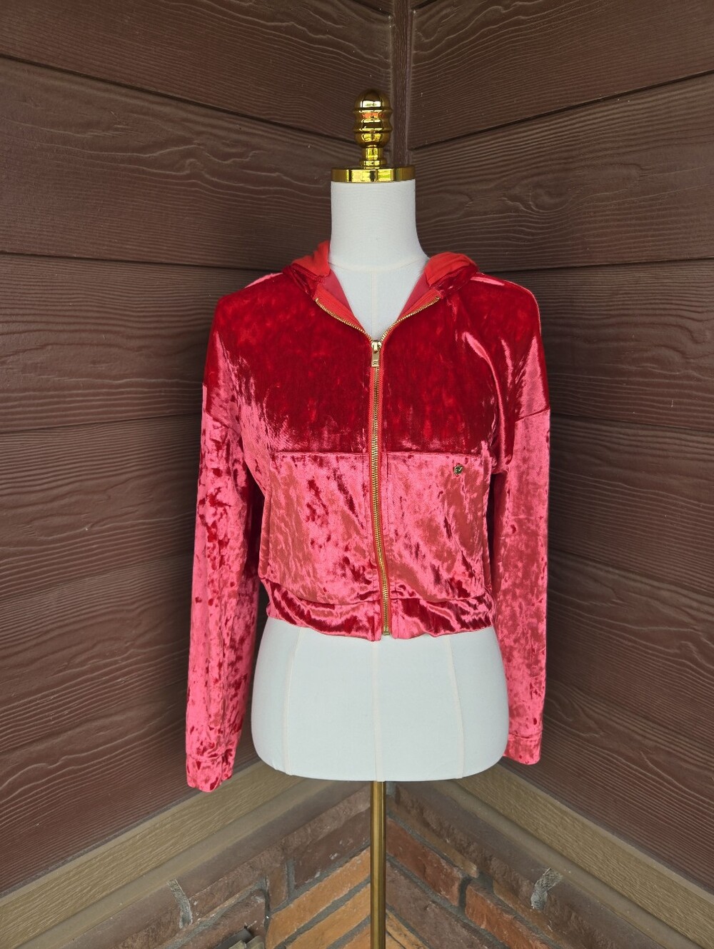 Fabletics Red Crushed Velvet Zip-Up Hoodie – Women’s XS NWOT - Picture 15 of 17